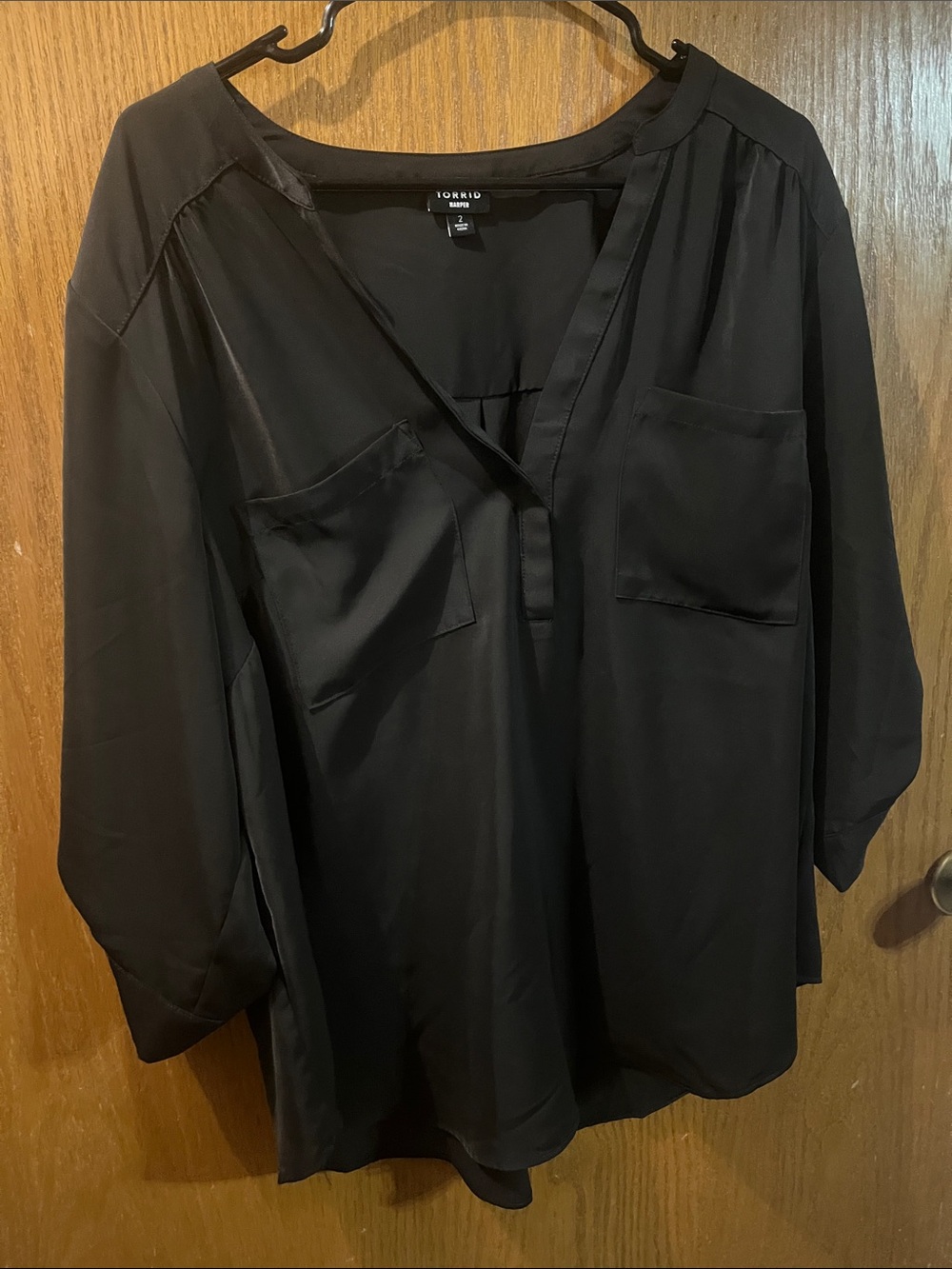 torrid Black V-Neck Pocket Blouse
